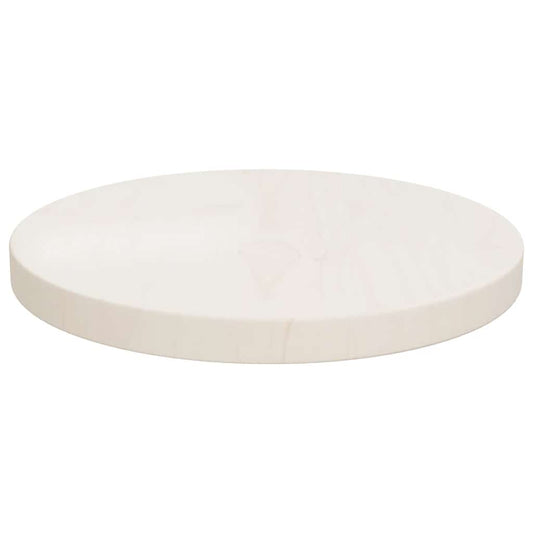 Piano Tavolo Bianco Ø30x2,5 cm in Legno Massello di Pino - homemem39