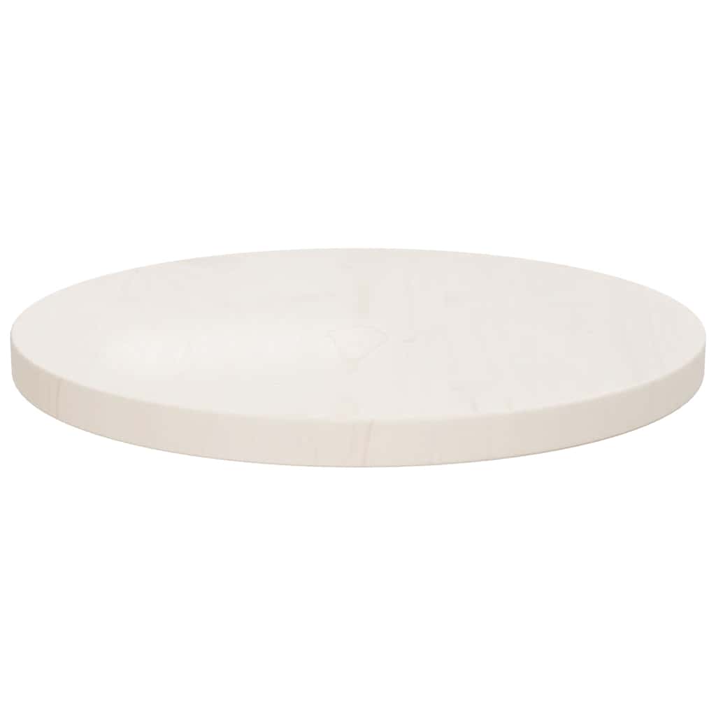 Piano Tavolo Bianco Ø40x2,5 cm in Legno Massello di Pino | homemem39