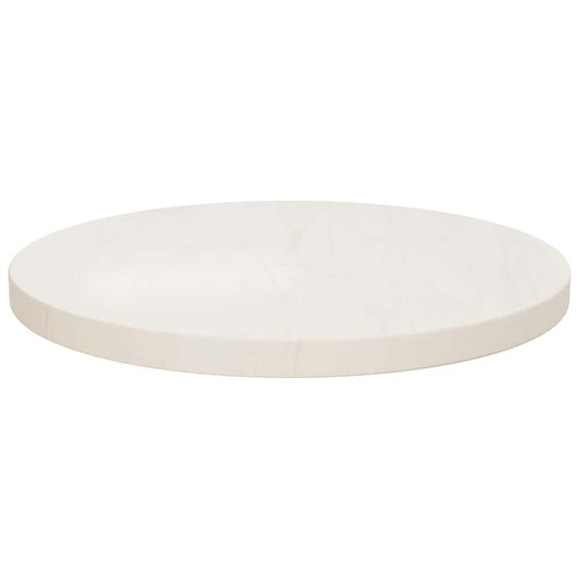 Piano Tavolo Bianco Ø40x2,5 cm in Legno Massello di Pino