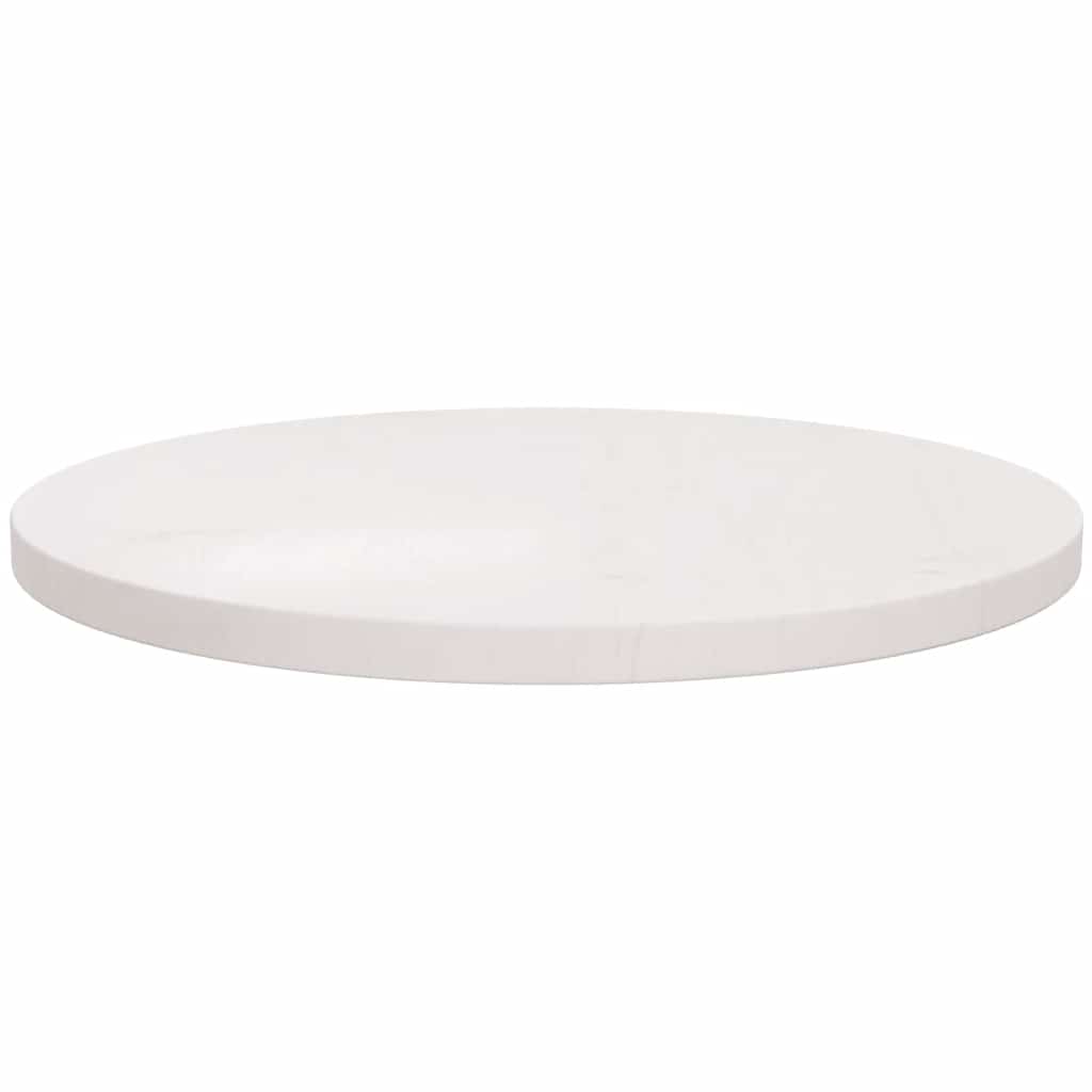 Piano Tavolo Bianco Ø50x2,5 cm in Legno Massello di Pino | homemem39
