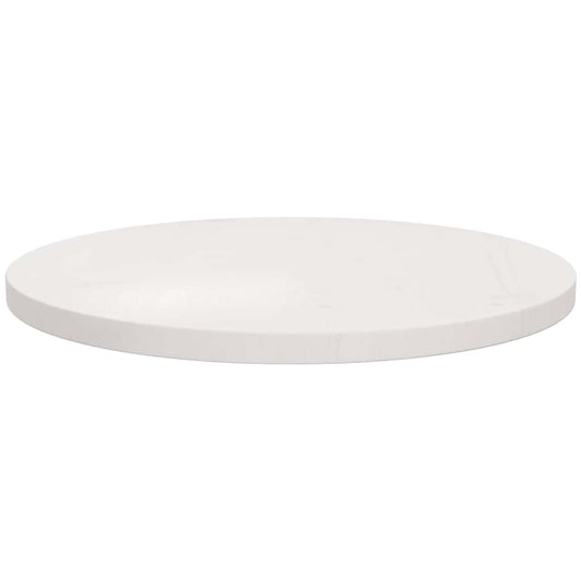 Piano Tavolo Bianco Ø50x2,5 cm in Legno Massello di Pino