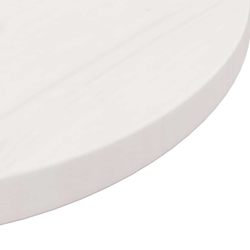 Piano Tavolo Bianco Ø50x2,5 cm in Legno Massello di Pino | homemem39