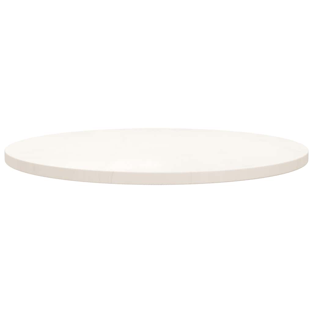 Piano Tavolo Bianco Ø70x2,5 cm in Legno Massello di Pino | homemem39