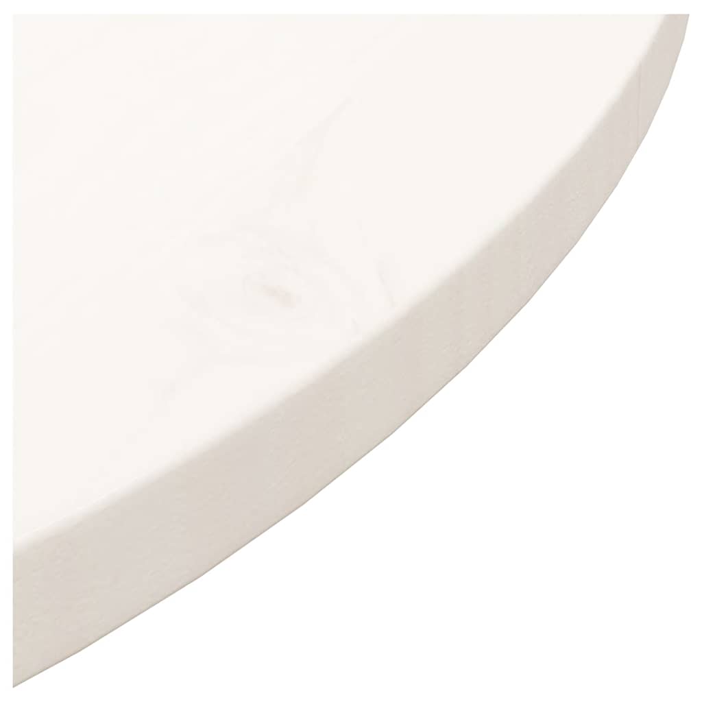 Piano Tavolo Bianco Ø70x2,5 cm in Legno Massello di Pino | homemem39
