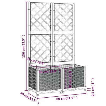 Fioriera da Giardino con Graticcio Grigio Blu 80x40x136 cm PP - homemem39