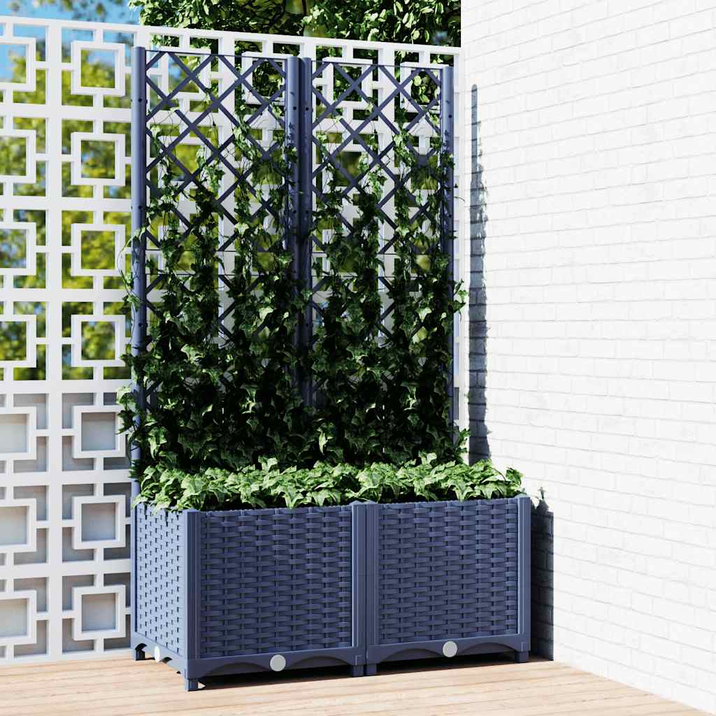 Fioriera da Giardino con Graticcio Grigio Blu 80x40x136 cm PP - homemem39