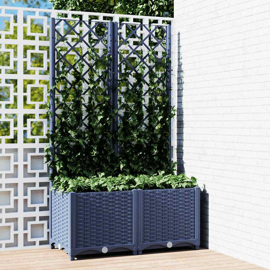 Fioriera da Giardino con Graticcio Grigio Blu 80x40x136 cm PP - homemem39