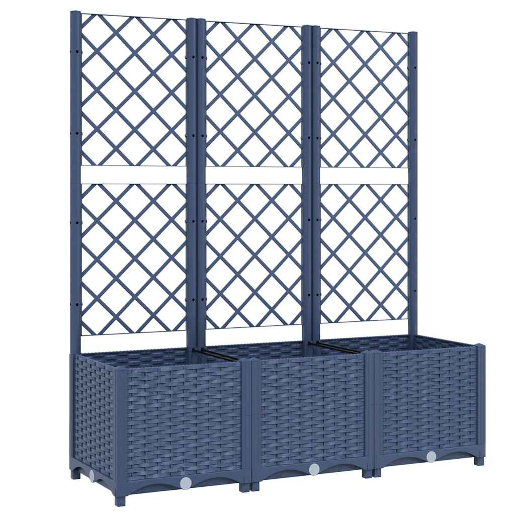 Fioriera da Giardino con Graticcio Grigio Blu 120x40x136 cm PP - homemem39