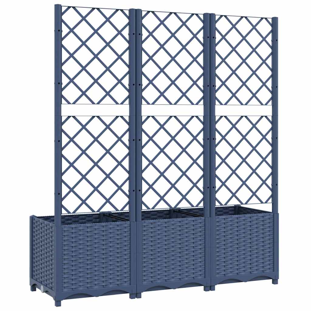Fioriera da Giardino con Graticcio Grigio Blu 120x40x136 cm PP - homemem39