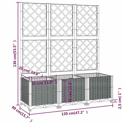 Fioriera da Giardino con Graticcio Grigio Blu 120x40x136 cm PP - homemem39