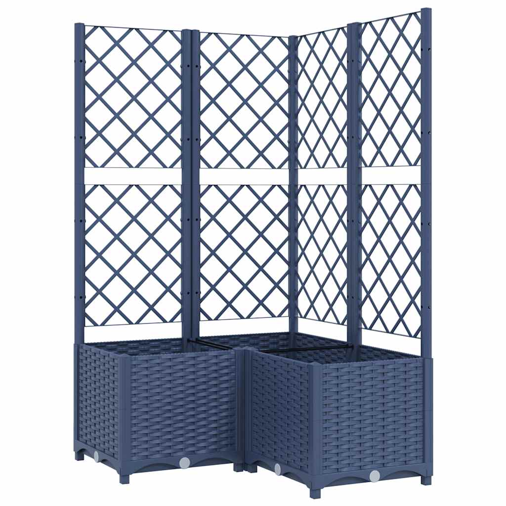 Fioriera da Giardino con Graticcio Grigio Blu 80x80x136 cm PP | homemem39