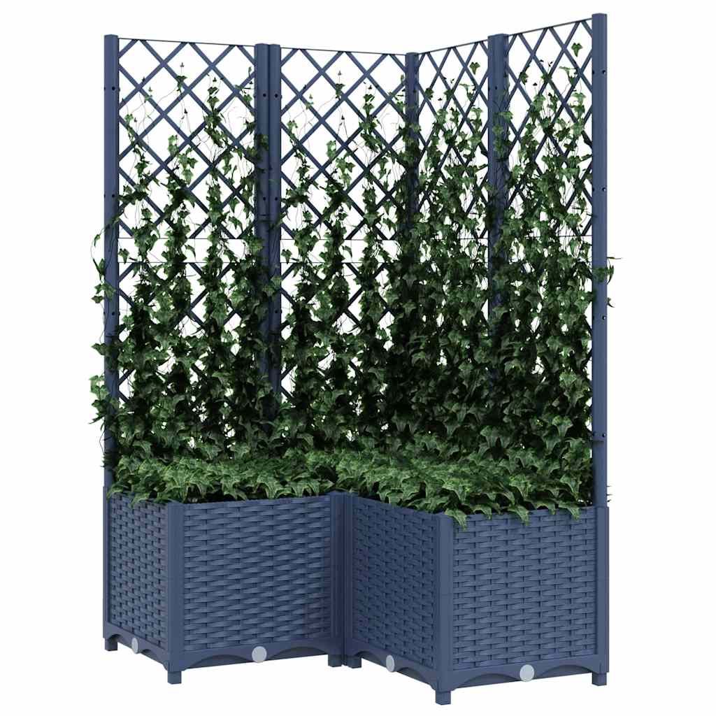 Fioriera da Giardino con Graticcio Grigio Blu 80x80x136 cm PP | homemem39