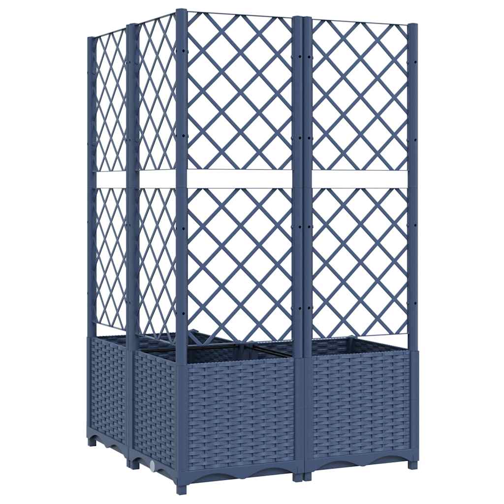 Fioriera da Giardino con Graticcio Grigio Blu 80x80x136 cm PP | homemem39