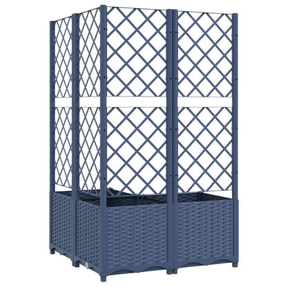 Fioriera da Giardino con Graticcio Grigio Blu 80x80x136 cm PP | homemem39