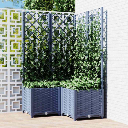 Fioriera da Giardino con Graticcio Grigio Blu 80x80x136 cm PP | homemem39