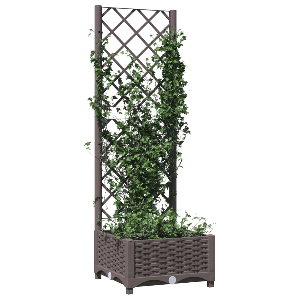 Fioriera da Giardino con Graticcio Marrone 40x40x121,5 cm in PP | homemem39