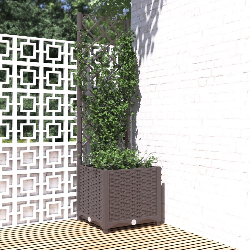 Fioriera da Giardino con Graticcio Marrone 40x40x136 cm in PP | homemem39