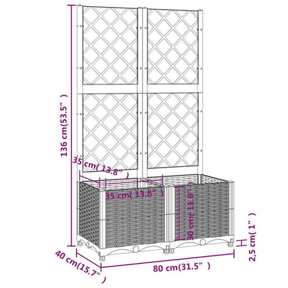 Fioriera da Giardino con Graticcio Marrone 80x40x136 cm in PP | homemem39