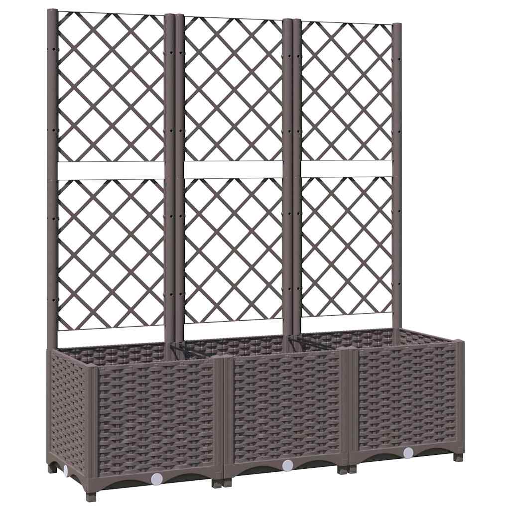 Fioriera da giardino con traliccio marrone 120x40x136 cm PP - homemem39