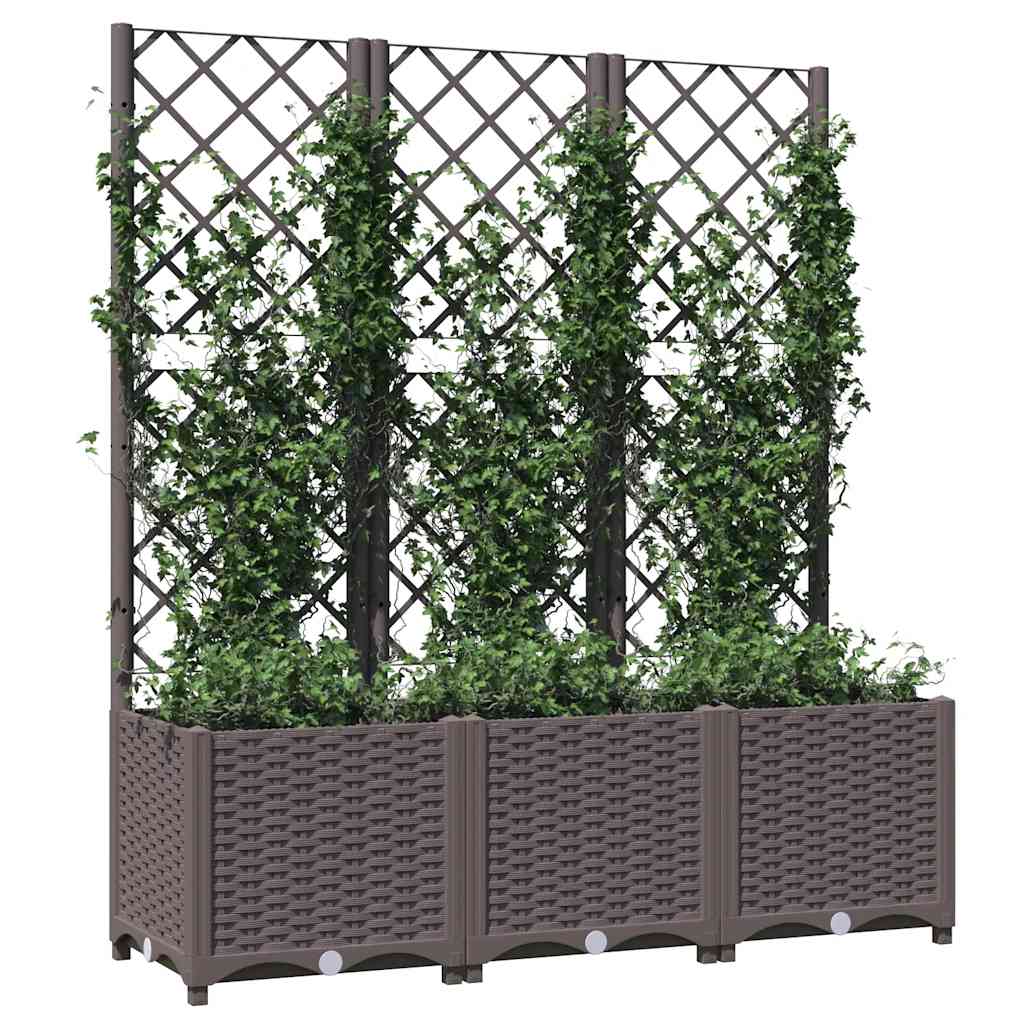Fioriera da giardino con traliccio marrone 120x40x136 cm PP - homemem39