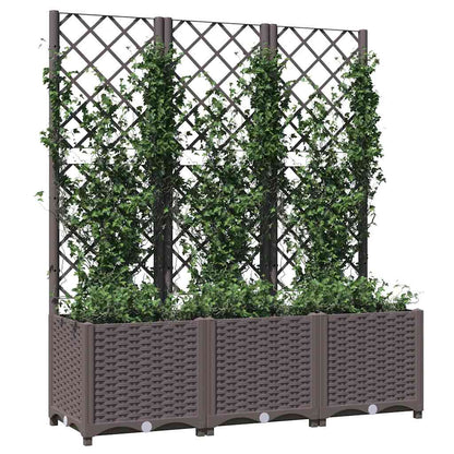 Fioriera da giardino con traliccio marrone 120x40x136 cm PP - homemem39