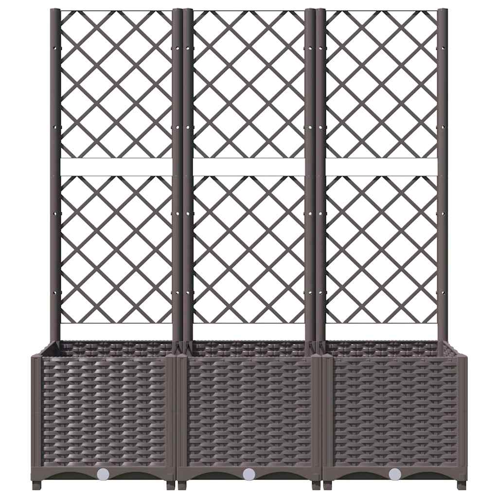 Fioriera da giardino con traliccio marrone 120x40x136 cm PP - homemem39
