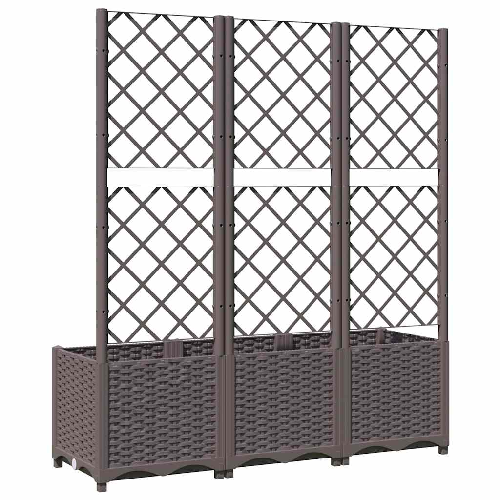 Fioriera da giardino con traliccio marrone 120x40x136 cm PP - homemem39