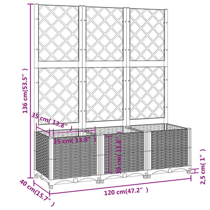 Fioriera da giardino con traliccio marrone 120x40x136 cm PP - homemem39