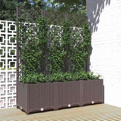 Fioriera da giardino con traliccio marrone 120x40x136 cm PP - homemem39