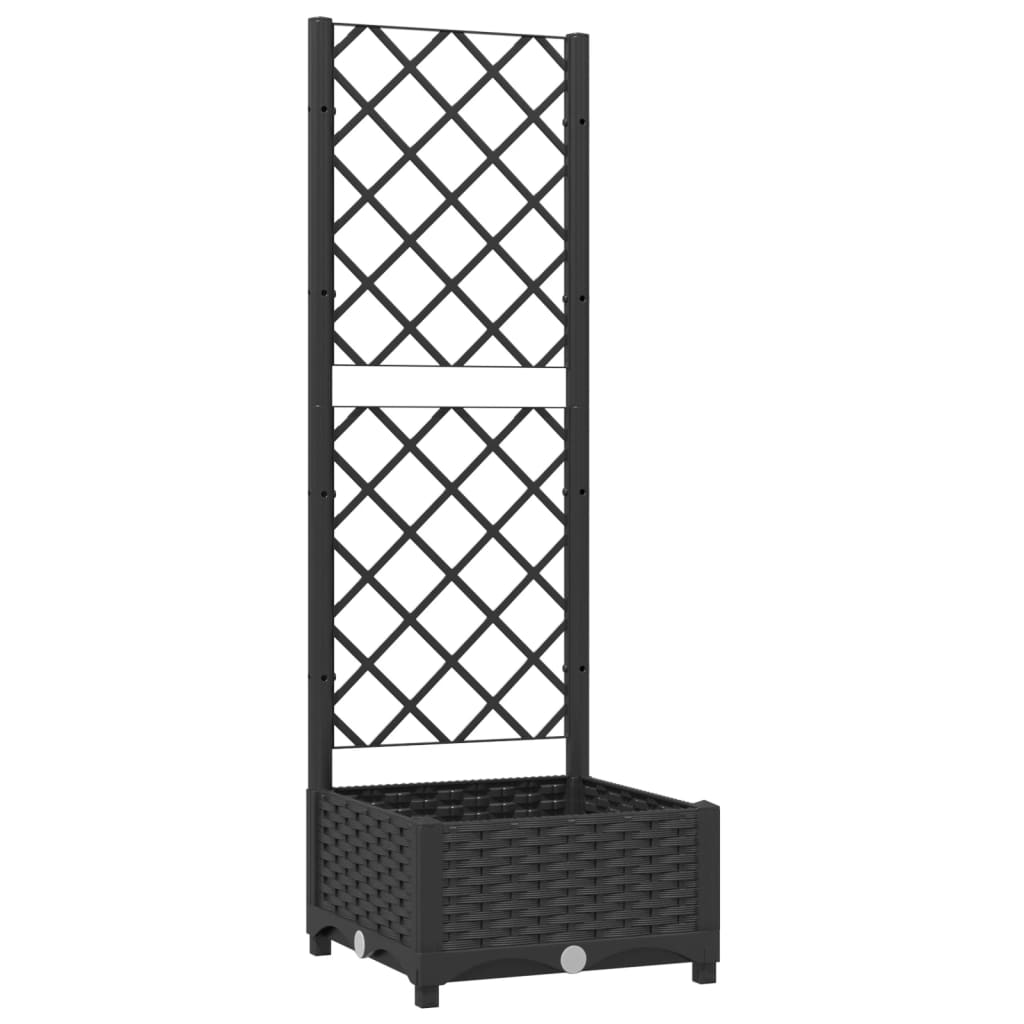 Fioriera da giardino con traliccio nera 40x40x121,5 cm PP | homemem39