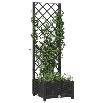 Fioriera da giardino con traliccio nera 40x40x121,5 cm PP | homemem39