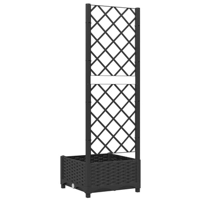 Fioriera da giardino con traliccio nera 40x40x121,5 cm PP | homemem39