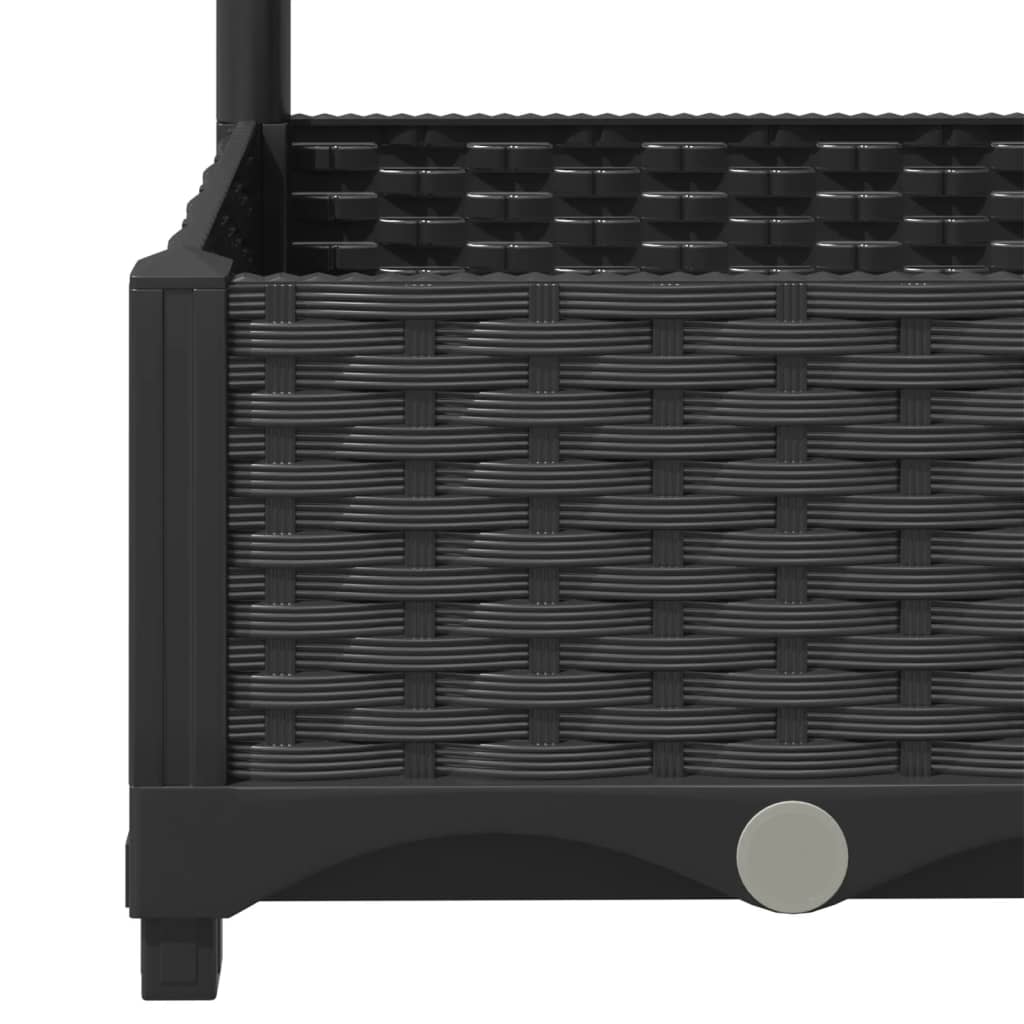 Fioriera da giardino con traliccio nera 40x40x121,5 cm PP | homemem39