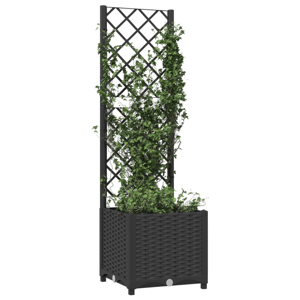 Fioriera da giardino con traliccio nera 40x40x136 cm PP - homemem39