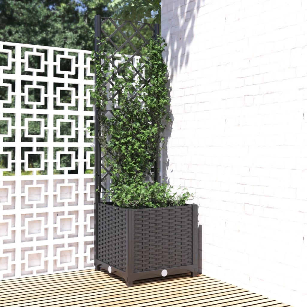 Fioriera da giardino con traliccio nera 40x40x136 cm PP - homemem39
