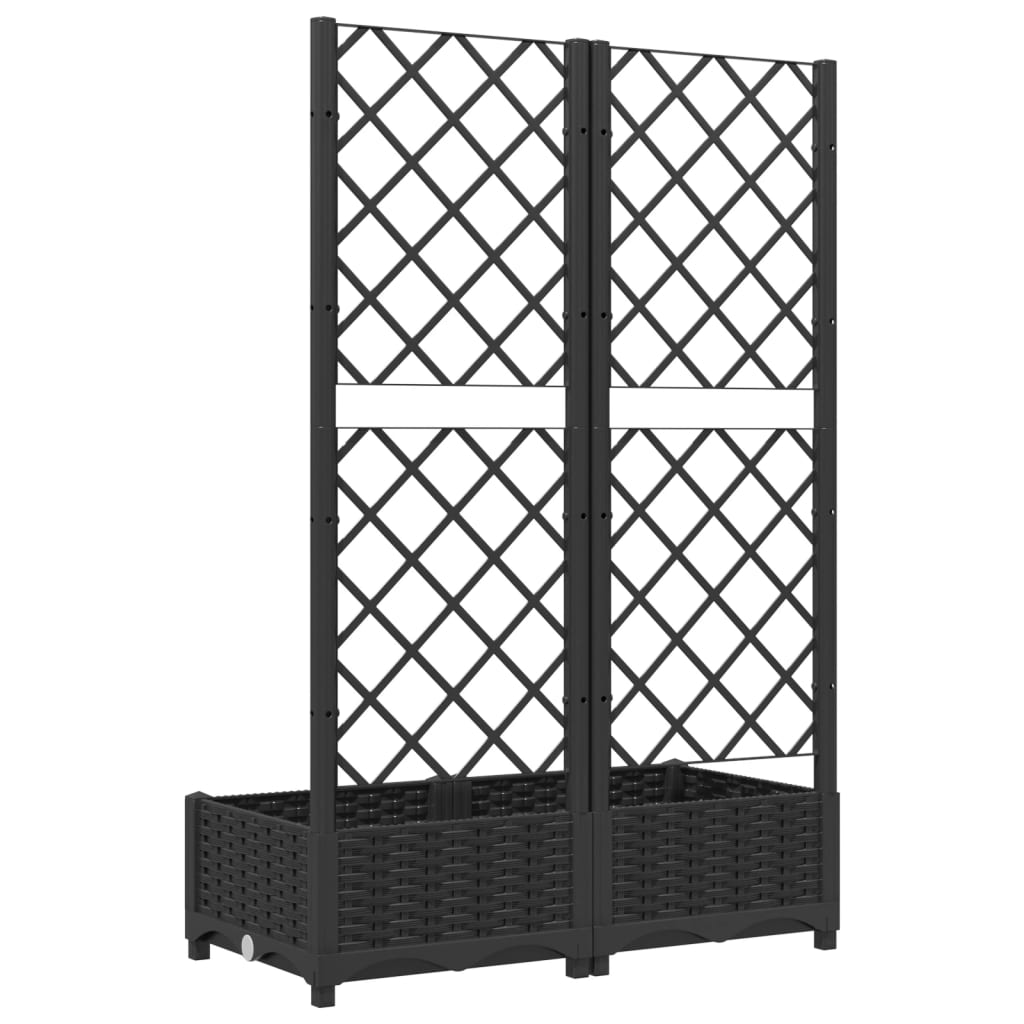 Fioriera da giardino con traliccio nera 80x40x121,5 cm PP