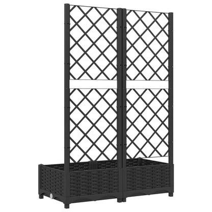 Fioriera da giardino con traliccio nera 80x40x121,5 cm PP