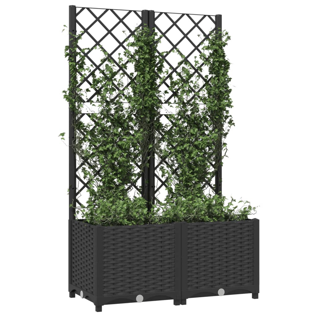 Fioriera da Giardino con Graticcio Nero 80x40x136 cm in PP - homemem39