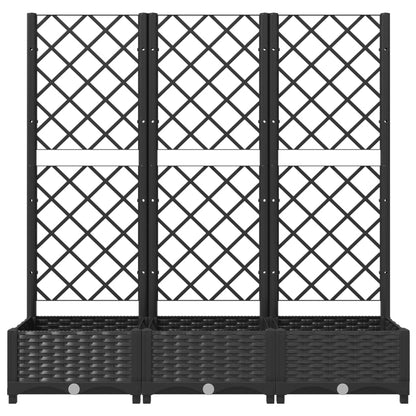 Fioriera da giardino con traliccio nera 120x40x121,5 cm PP