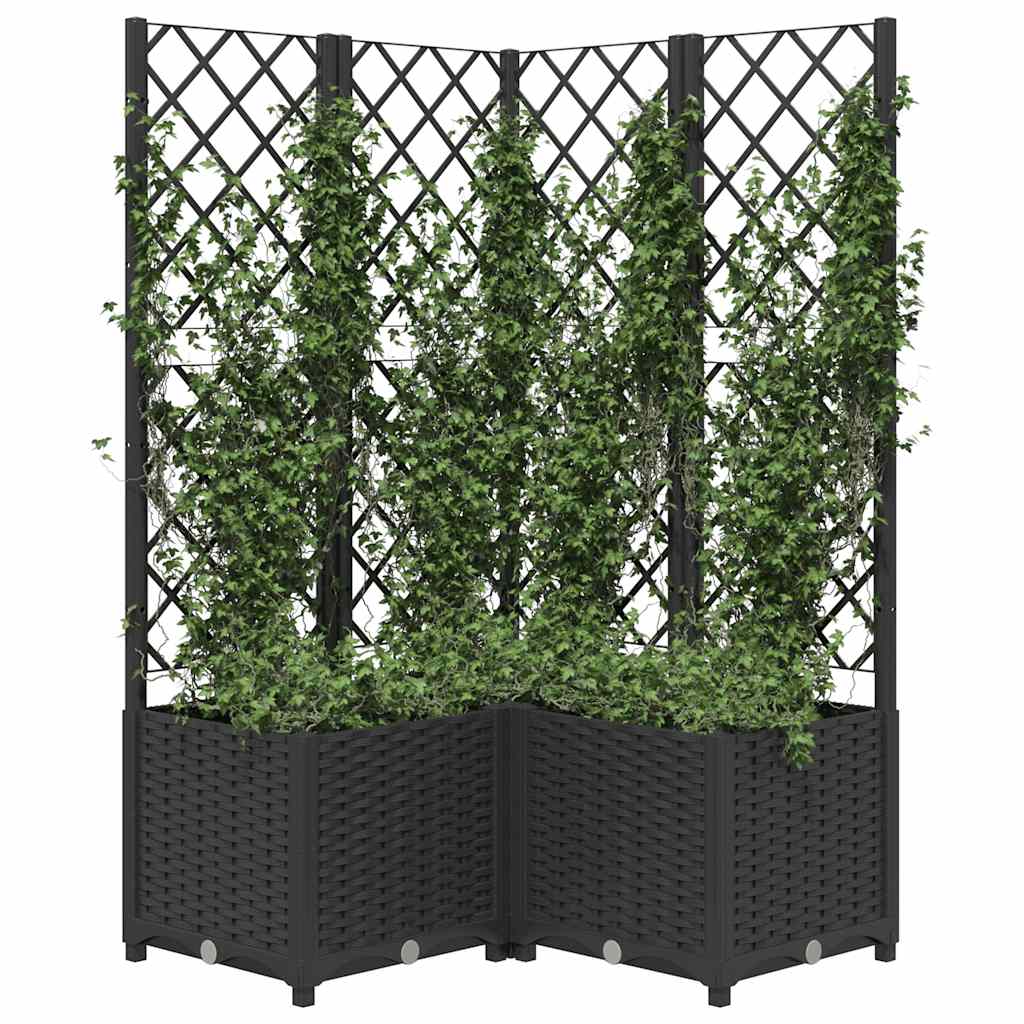Fioriera da Giardino con Graticcio Nero 80x80x136 cm in PP | homemem39