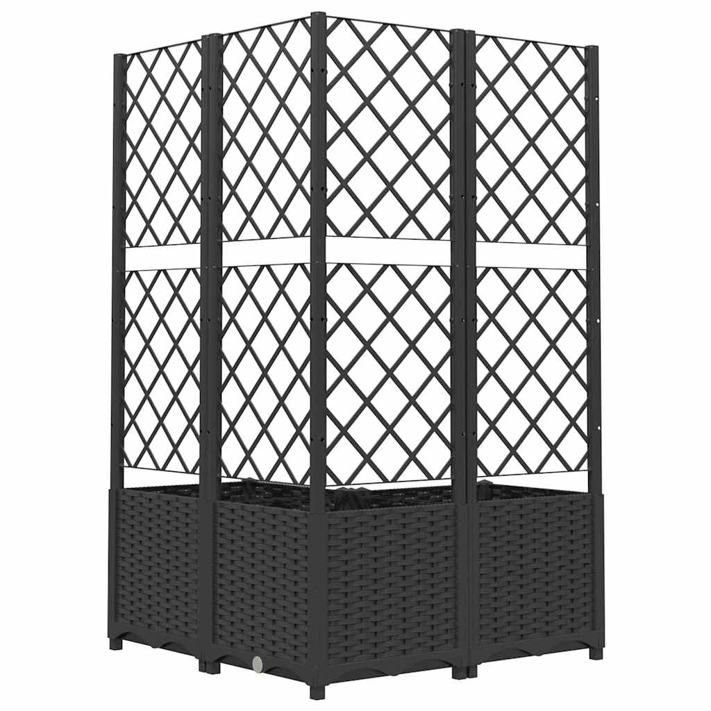Fioriera da Giardino con Graticcio Nero 80x80x136 cm in PP | homemem39
