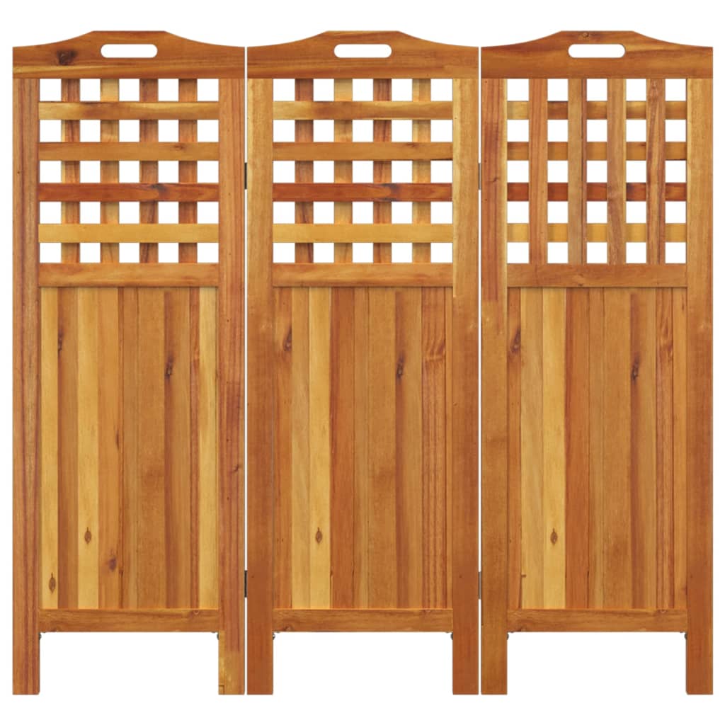 Divisorio a 3 Pannelli 121,5x2x115 cm Legno Massello di Acacia | homemem39