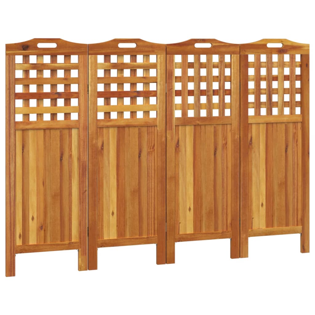 Divisorio a 4 Pannelli 162x2x115 cm Legno Massello di Acacia | homemem39