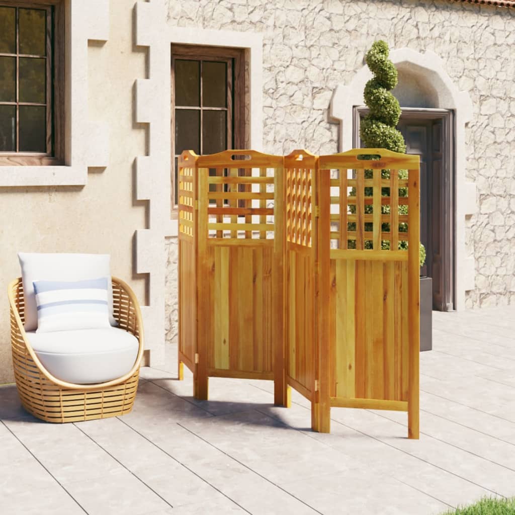 Divisorio a 4 Pannelli 162x2x115 cm Legno Massello di Acacia | homemem39