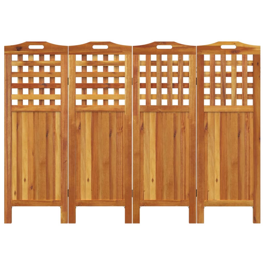 Divisorio a 4 Pannelli 162x2x115 cm Legno Massello di Acacia | homemem39