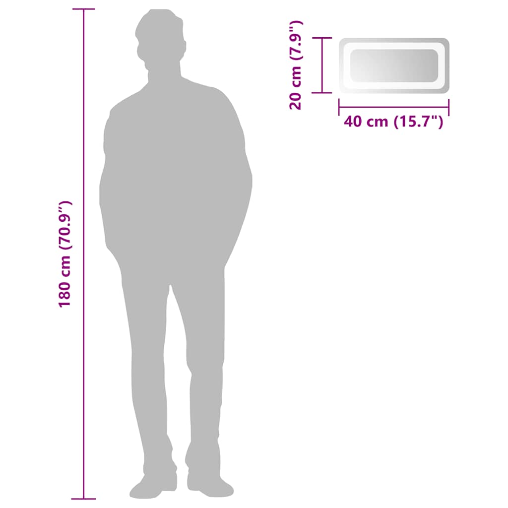 Specchio da Bagno con Luci LED 40x20 cm