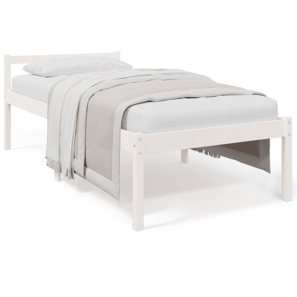 Letto per Anziani Bianco 90x190 cm Single in Legno di Pino
