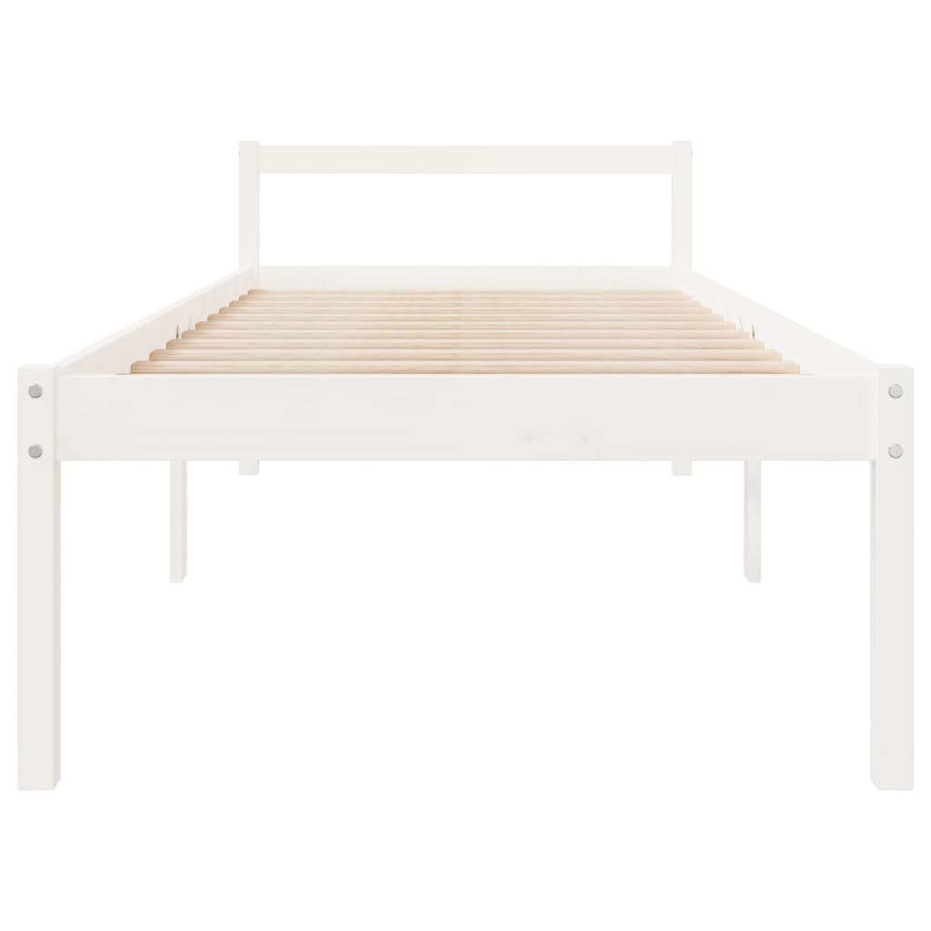 Letto per Anziani Bianco 90x190 cm Single in Legno di Pino