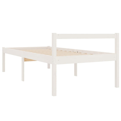 Letto per Anziani Bianco 90x190 cm Single in Legno di Pino