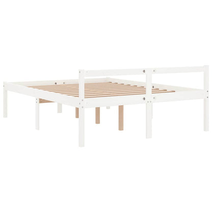 Letto per Anziani Bianco 140x190 cm in Legno Massello di Pino